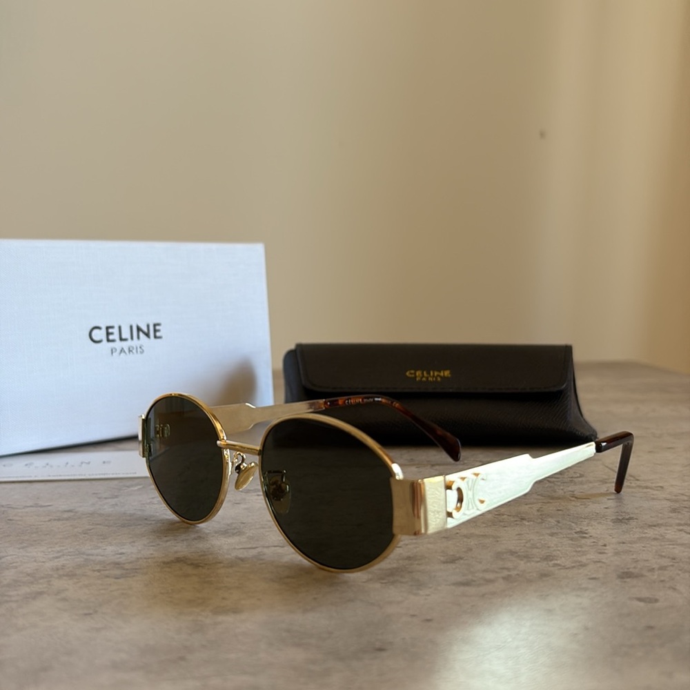 Triomphe Metal Sunglasses - Gold and Green